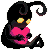 a pixel art gif of a heartless shadow hugging a heart